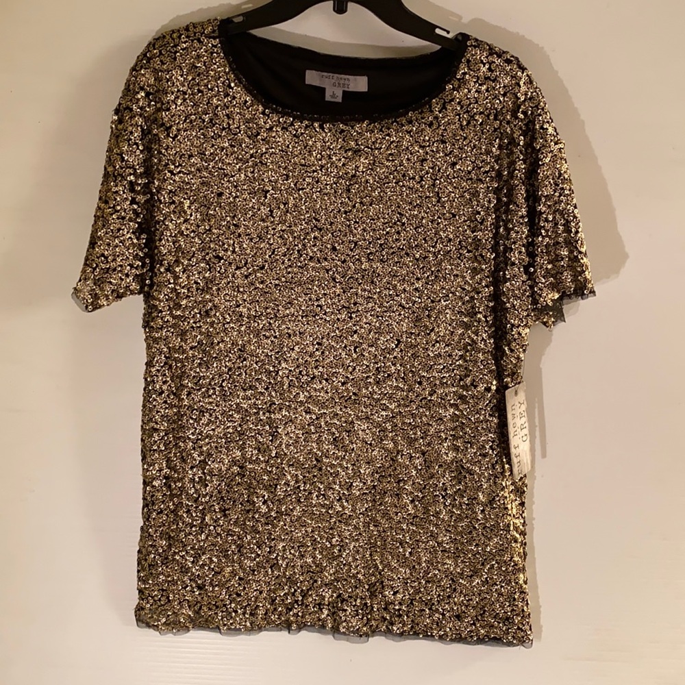 Ruff Hewn Grey sequined top